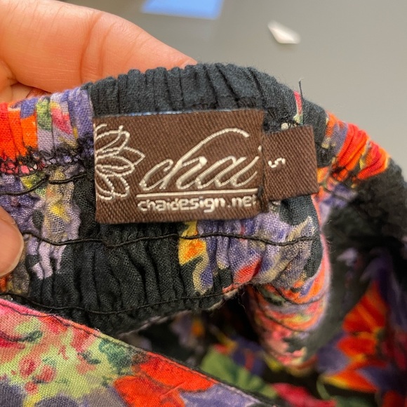 Chai floral printed strapless tie waist rouched back mini dress womens s Small - Picture 6 of 6